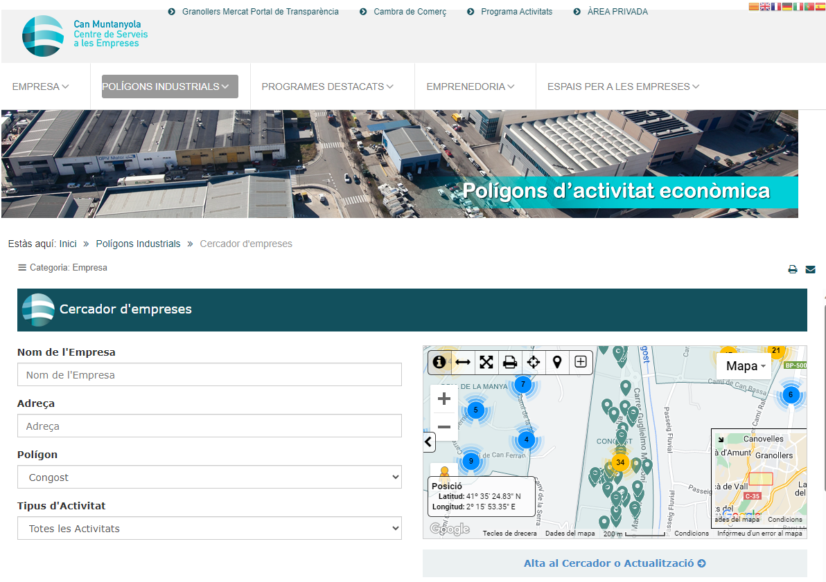 Actualitzaci del cens dempreses dels Polgons de Granollers